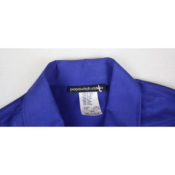 POPOVITCH STUDIO - WOMEN'S BLUE EMBROIDERED BUTTON-UP SHIRT - SIZE L - Picture 4 of 5